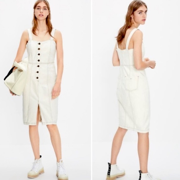 Zara Stretch Denim Midi Dress - Picture 1 of 5